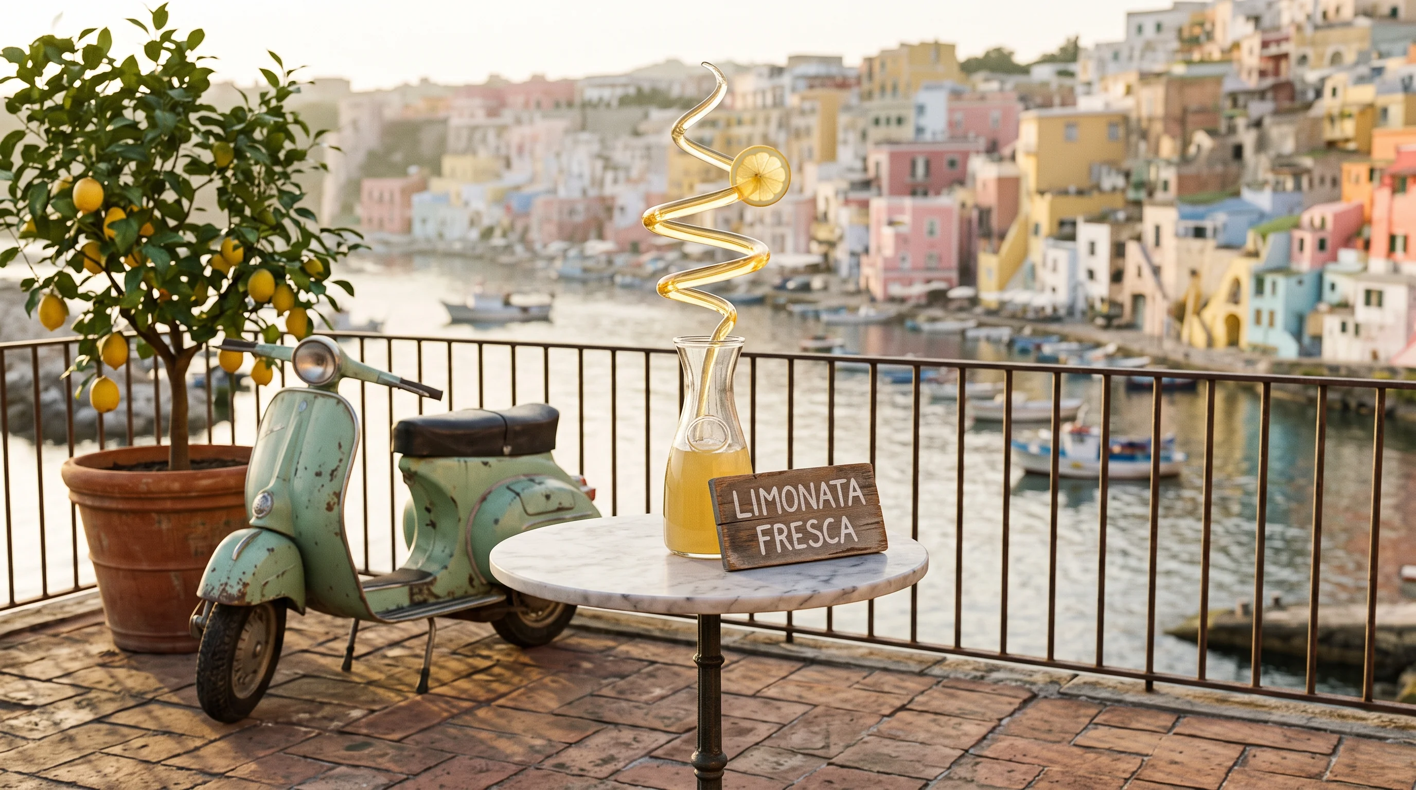 Una spirale di limonata su una terrazza di Procida