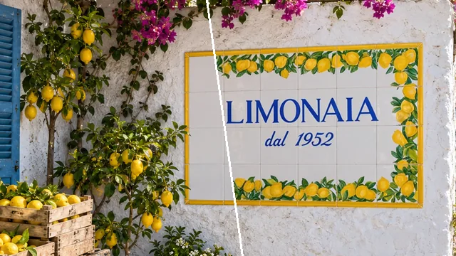 A majolica sign on an Amalfi terrace